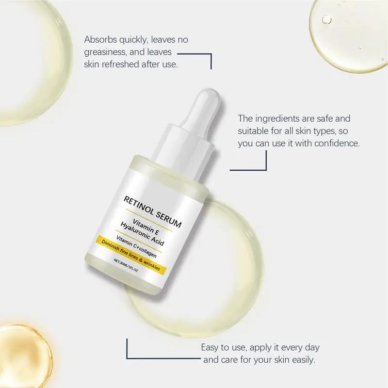 Retinol Gezicht Serum Diep Hydraterende Jongere Vervagen Fijne Lijn Lifting Verstevigende Reparatie Glad Draai Serum Hyaluronzuur Serum