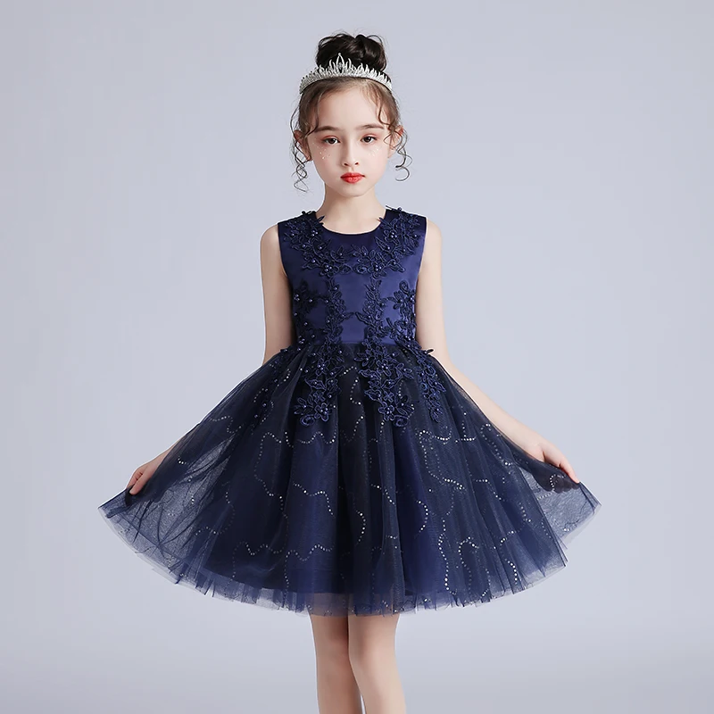 

Girls' Short Summer Wedding Dress Fluffy Mesh Princess Children's Clothing Kids Girl Sleeveless Ball Performance Gown
