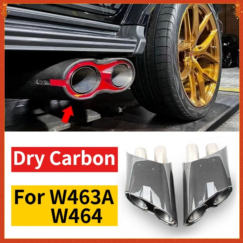 

For Benz G-Class Real Dry Carbon Fiber W463A W464 G63 G500 G350 G550 G900 Rocket Style Car Rear Exhaust Pipe with Led Body Kits