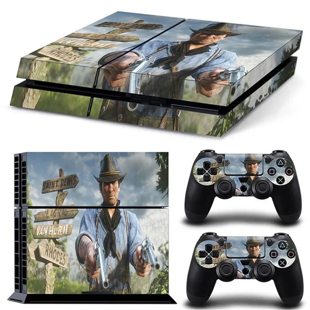 Red dead redemption 2 accessories Vinyl Decal Skin Stickers For PS4 Console and 2 PCS Stickers For PS4 Controller skin sticker