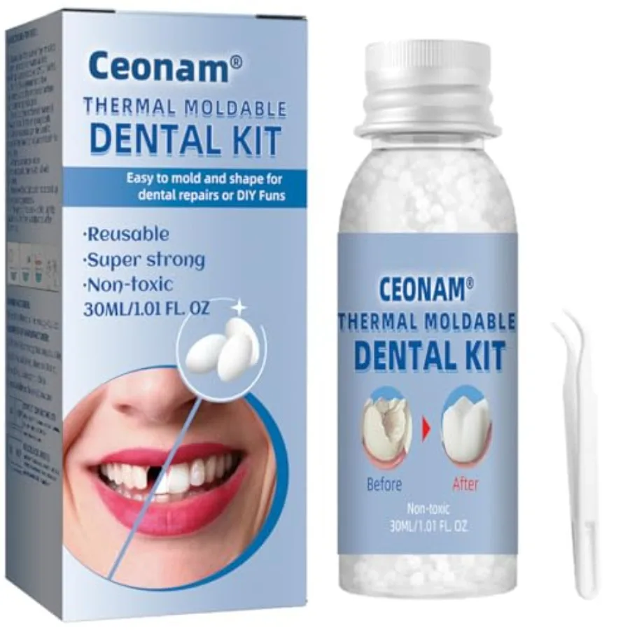 Tooth Repair Kit - Teeth Replacement Kit for Temporary Restoration of Missing and Broken Teeth Replacement Dentures, DIY Heat F