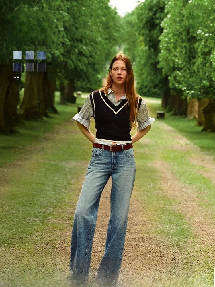 

Джинсы женские прямые с высокой талией в винтажном стиле, повседневные, свободные, из хлопковой ткани, для девушек и женщин среднего возраста