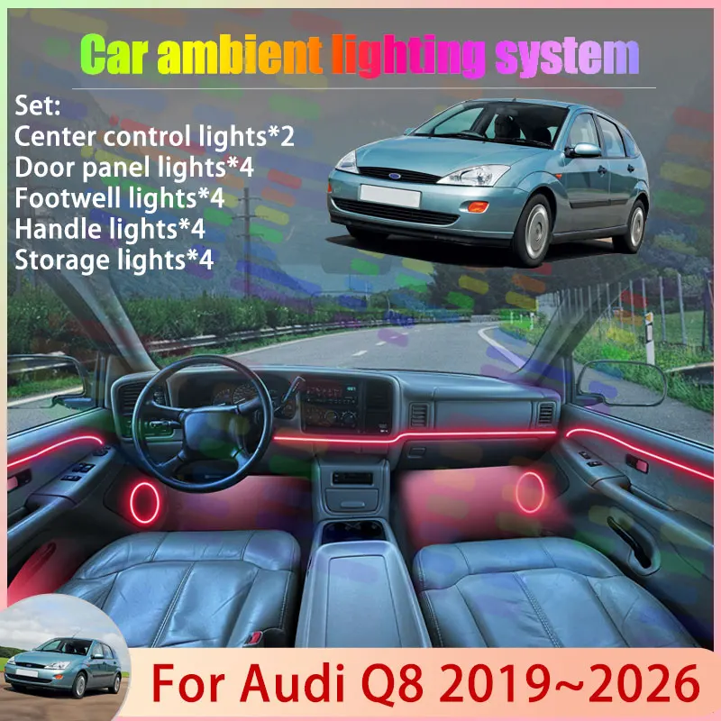 

Для Ford Focus MK1 1 1998 ~ 2005 2/18 в 1, автомобильный атмосферный светильник, абажур RGB, ансамбль, стример, атмосферный набор, автоаксессуары