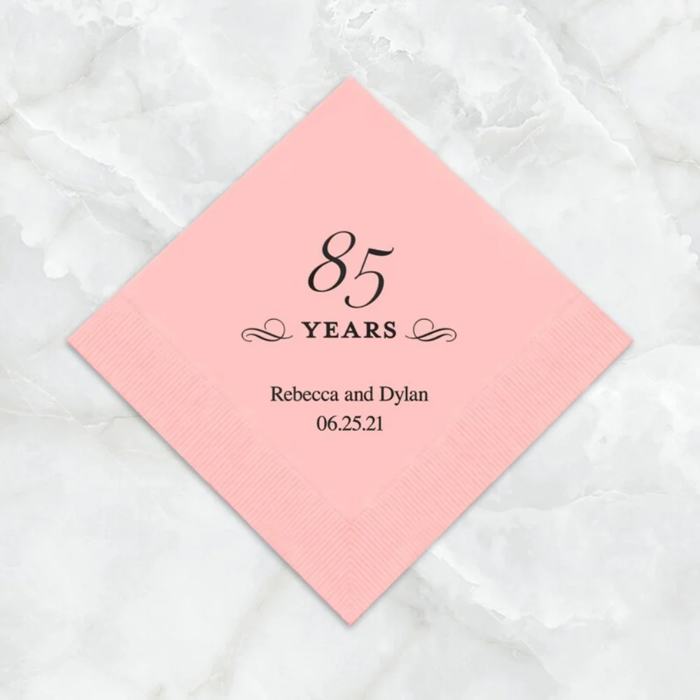 

50 Pcs 85 Years Personalized Napkins -85th Birthday -85th Anniversary - Luncheon -Cocktail -Dinner -Printed Cocktail Napkins