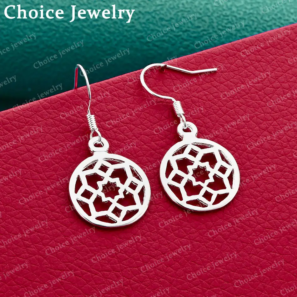 

Серьги из стерлингового серебра 925 пробы, круглые серьги-цветочки для женщин, модные украшения для вечеринок и повседневной носки