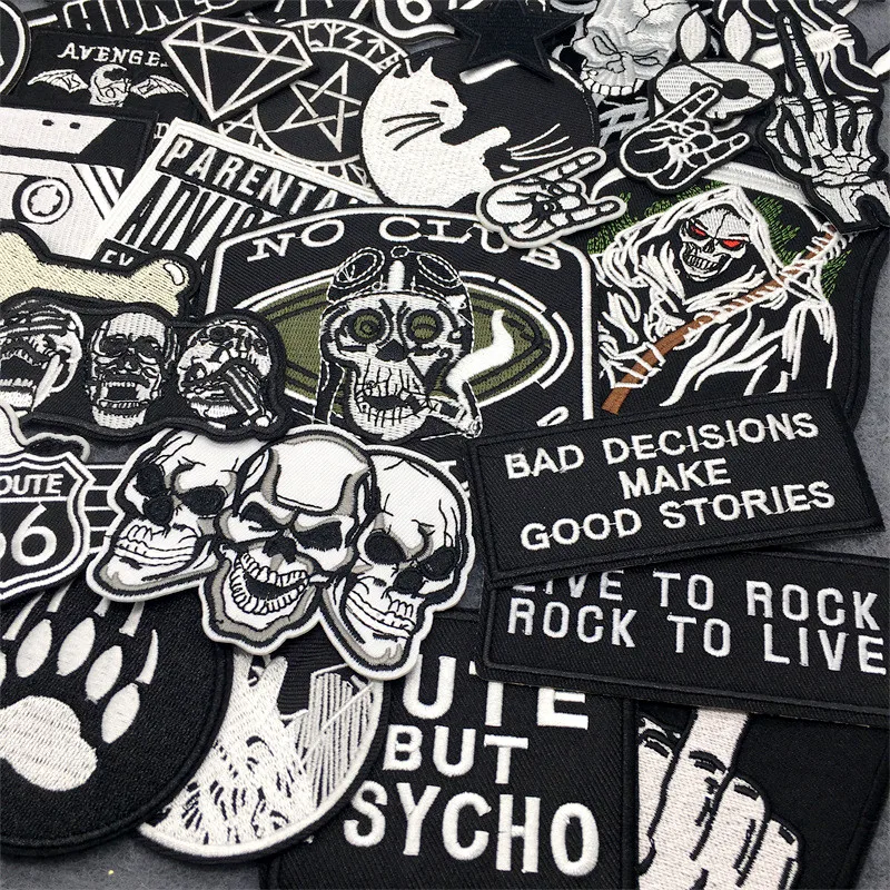 50pcs/lot Punk Patches on Clothes Embroidered Patches Appliques for Clothing DIY Ironing Sewing Jacket Jeans Stickers