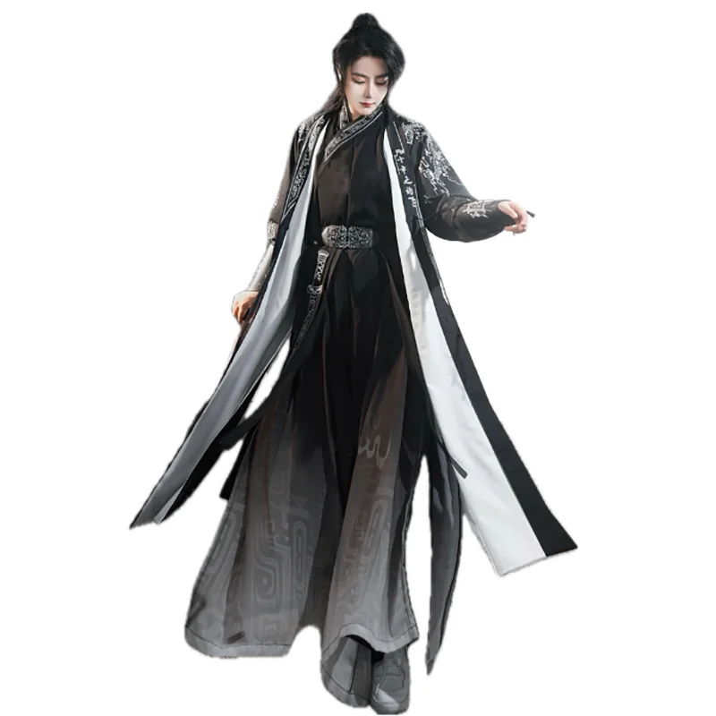 Plus Size 4XL Chinese  Hanfu Men Ancient Oversize Male Knight Cosplay Costume Black Party Outfit Hanfu For Women Large Size 3XL