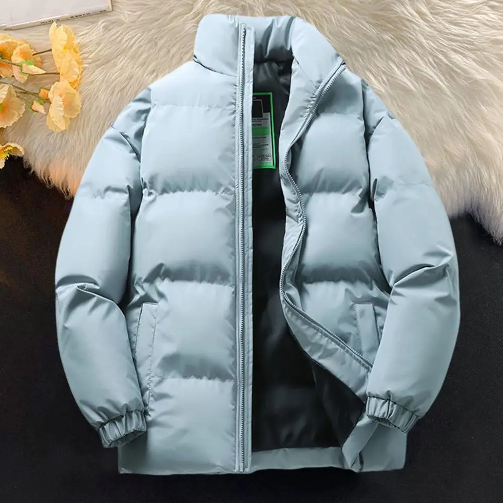 

Unisex Winter Windproof Cotton Coat Thick Warm Padded Jacket Stand Collar Smooth Couple Outdoor Coat Men's clothing