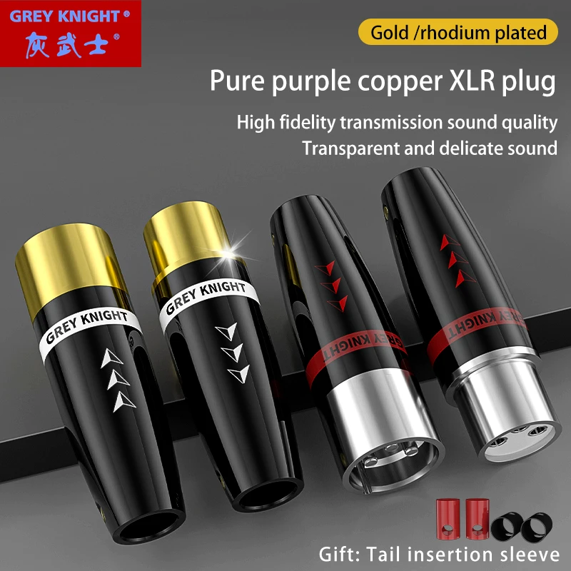 Grey Knight hifi XLR plug gold-plated rhodium plated pure red copper XLR balanced plug audio speaker amplifier microphone plug.