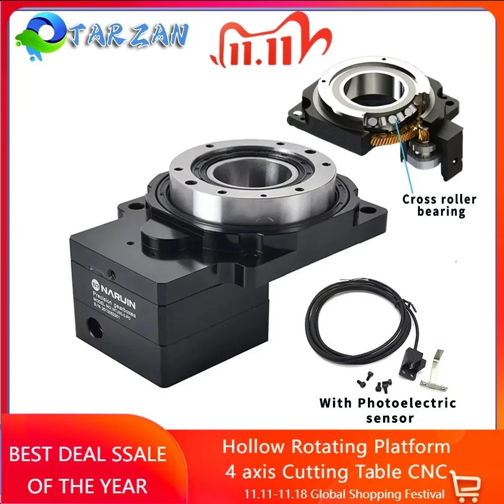 Hollow Rotating Platform Laser Marking Rotary Indexing Plate Electric Turntable Circular Positioning 4 axis Cutting Table CNC