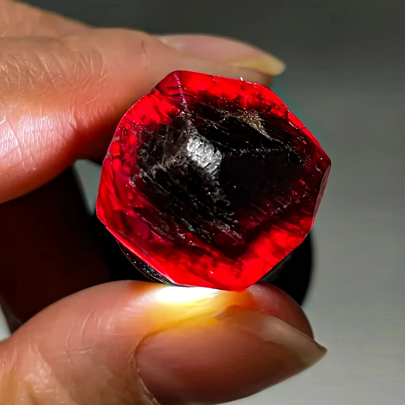 Cristal de Rubí Rojo Natural - Material Bohemio para Manualidades, Sin Acabado, con Grietas y Desportilladuras Únicas