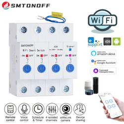 EWeLink 와이파이 스마트 스위치, 4 절연 채널, 4 갱 스위치, 최대 200 채널, 채널당 63A 타이머 스위치, 원격 음성 제어