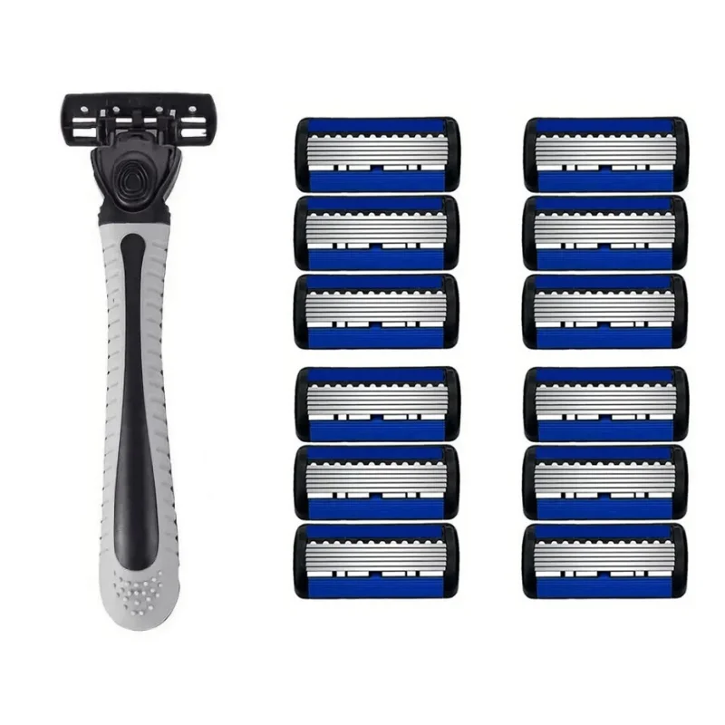 6-Layers Safety Razor Set High Quality Men Razor Sharp Stainless Steel Shaving Changeable Shaver Head Blade