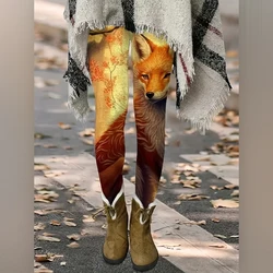 Little fox print elastic elastic waist tight female casual leggings spring summer autumn new daily wear