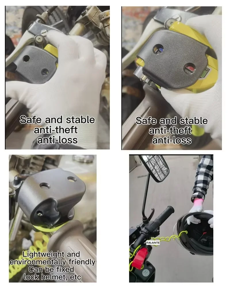 

Motorcycle Bicycle Lock Alarm Safety Protection Padlock Disc Aluminum Alloy Anti-Theft Reminder Rope Lock Bag Motorcycle Accesso