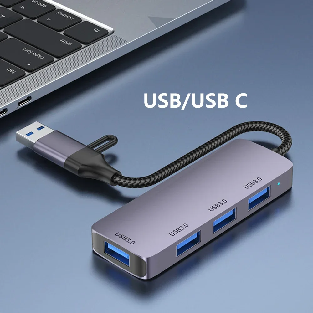 

USB3.0 HUB 3 0 4 Ports USB 3.0 Adapter 5Gbps High Speed Multi USB-C Splitter For Lenovo Macbook Pro PC Accessories USBC