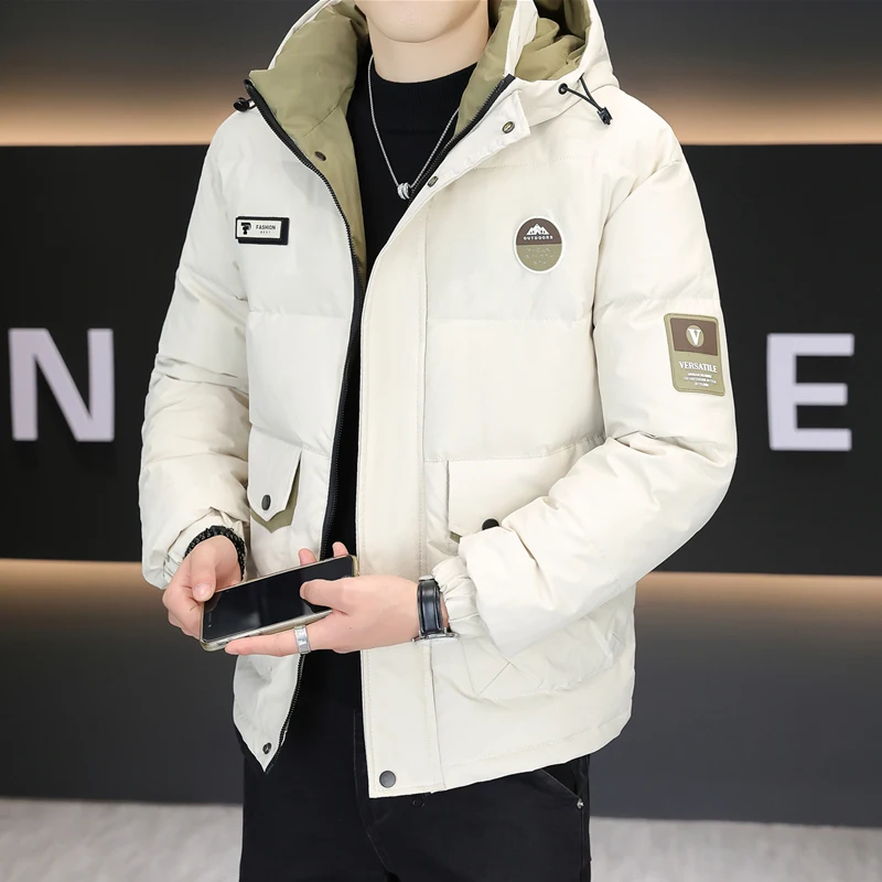 

Мужская зимняя утепленная повседневная куртка с капюшоном, на хлопковом наполнителе, молодежная, модная, городская, с длинными рукавами, на молнии, теплая.