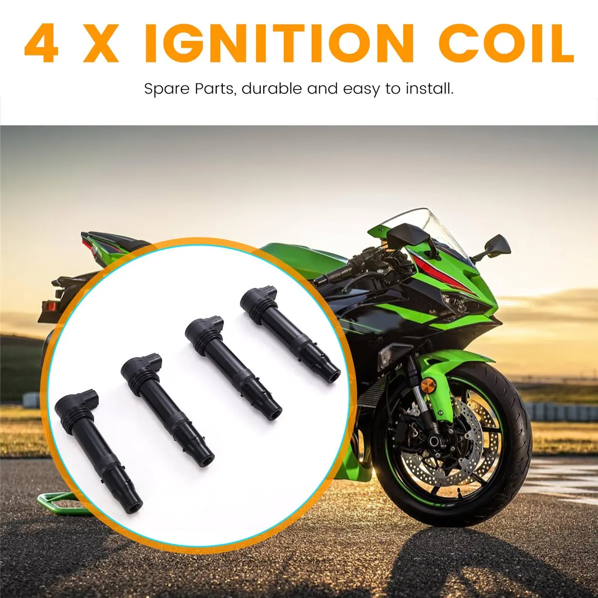 Super Sale 4PCS Motorcycle Ignition Coil for KAWASAKI NINJA ZX-6RR 2003-06 NINJA ZX-6R 2003-2018 ZX636 ZX600 21171-1282 21171-