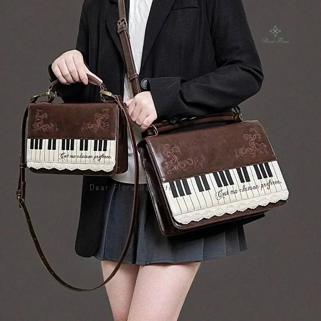 New Vintage Piano Shoulder Bag Womens Brown Crossbody Bag Y2k Girls Transparent Ita Bag Personalized Backpack Aesthetic Handbags