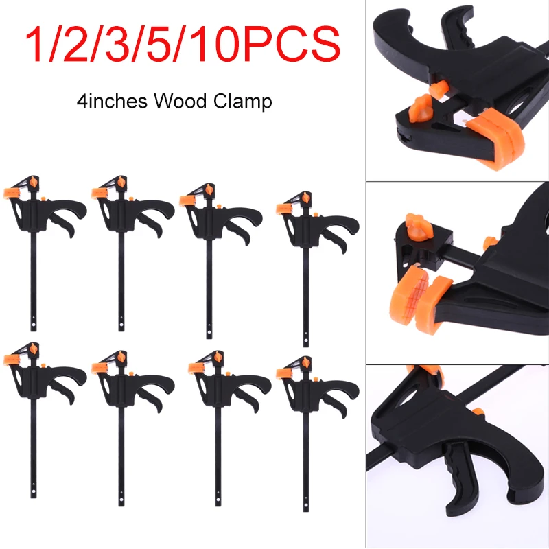 1-10PCS 4 Inch F Type Woodworking Work Bar Clamp Clip F Clamp Ratchet Release Sergeants for Carpentry Tool DIY Hand Tools