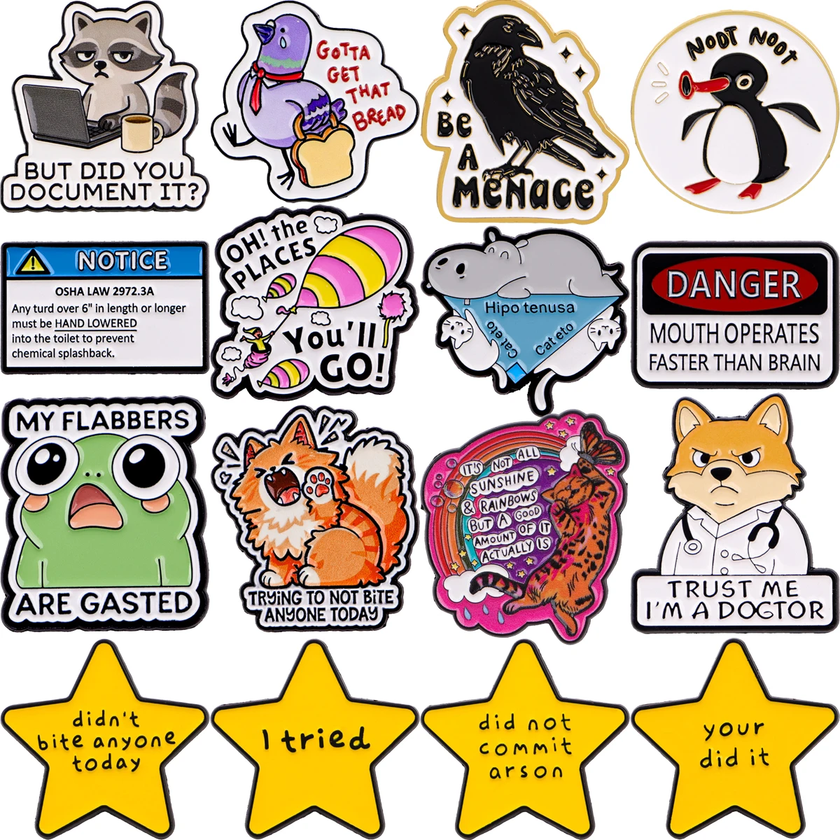 Star Quotations Emaille-Anstecknadel, Pinguin-Cartoon-Anstecknadeln für Rucksäcke, Katzen- und Hundemotive, Broschen für Kleidung, Schmuck, Geschenke für Freunde