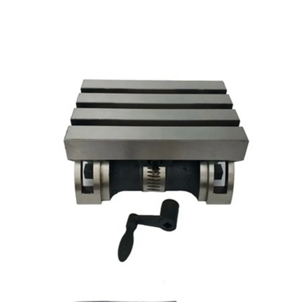 W/ 3 T-Slots & A Crank Handle Heavy Duty Grinding Milling 7x5 In Tilting Milling Table Adjustable Rotary Worktable Machine