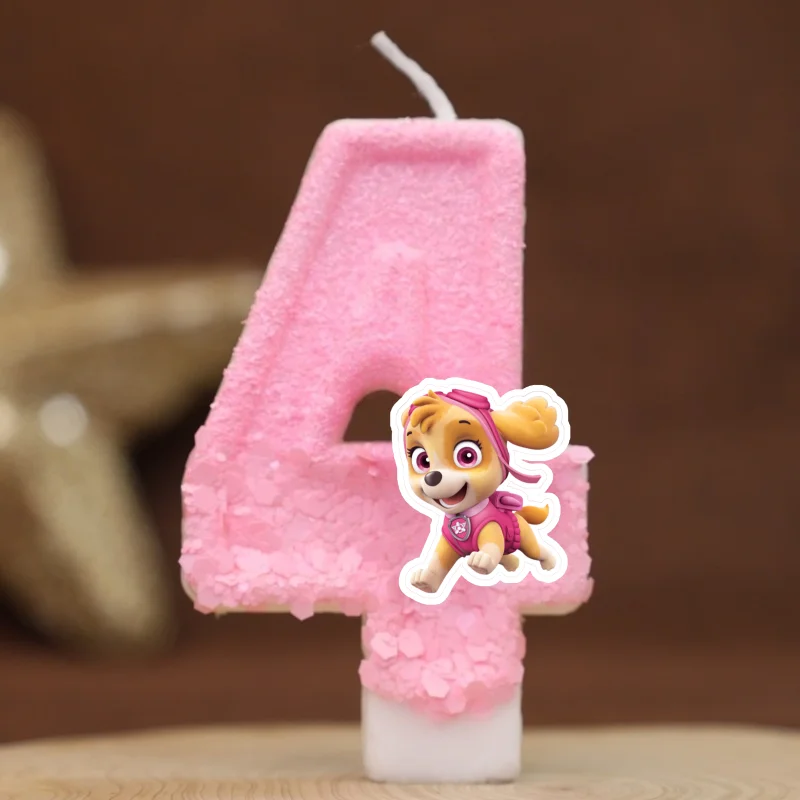 Cartoon Paw Patrol Thema Kerze 0-9 Nummer Geburtstag Kuchen Jahrestag Party Baby Dusche Kerzen Szene Dekoration Lieferungen – Detail 4