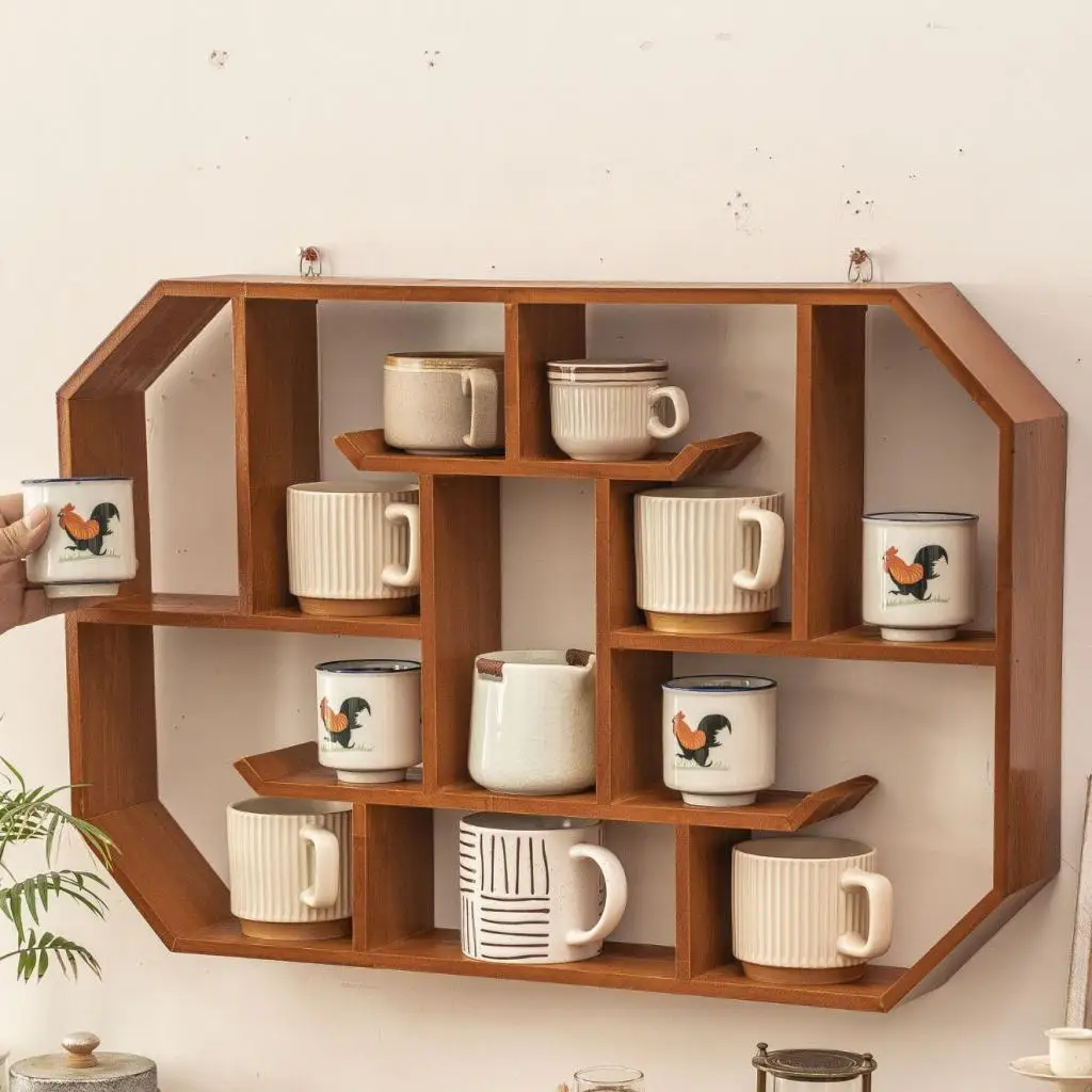 

Wall Display Shelf Wood Shelf Multipurpose Elegant Storage Organizer Storage Rack for Small Plants Little Figurines