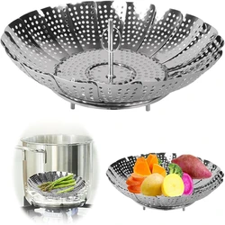 1/2pcs Aço inoxidável Multifuncional Steamer Plate, Prata Retrátil, Dobrável Cozinhar Comida, Cesta De Frutas E Legumes