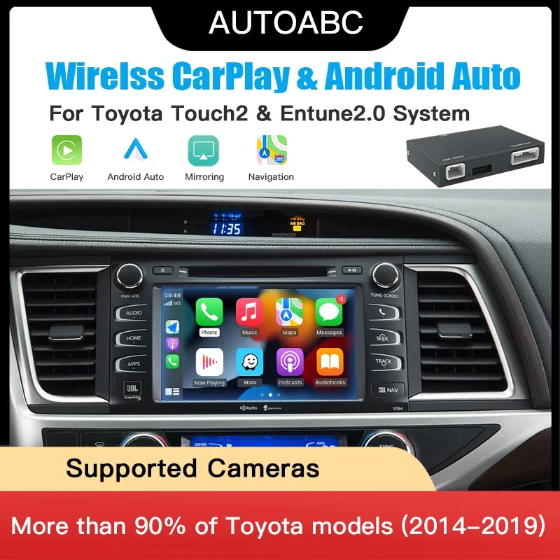 

Wireless Carplay Android Auto Adapter for Tundra Highlander RAV4 Tacoma Camry Corolla Avalon Prius CH-R Sienna Camry Multimedia