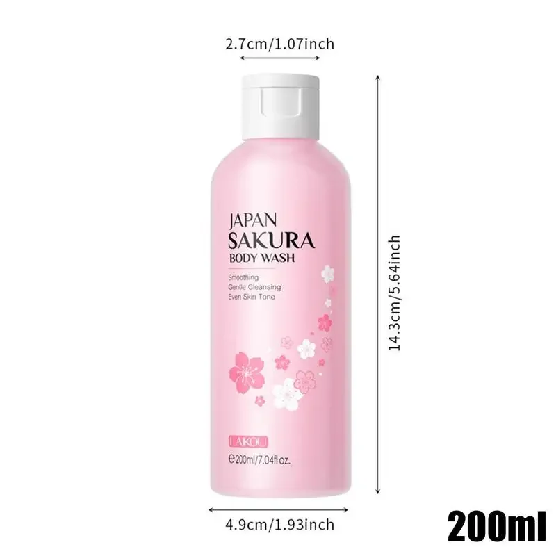 Sakura Körperlotion, Duschgel, Duschgel, flüssiges Shampoo, feuchtigkeitsspendend, 200 ml, Körperlotion mit Blumenduft, reinigend und