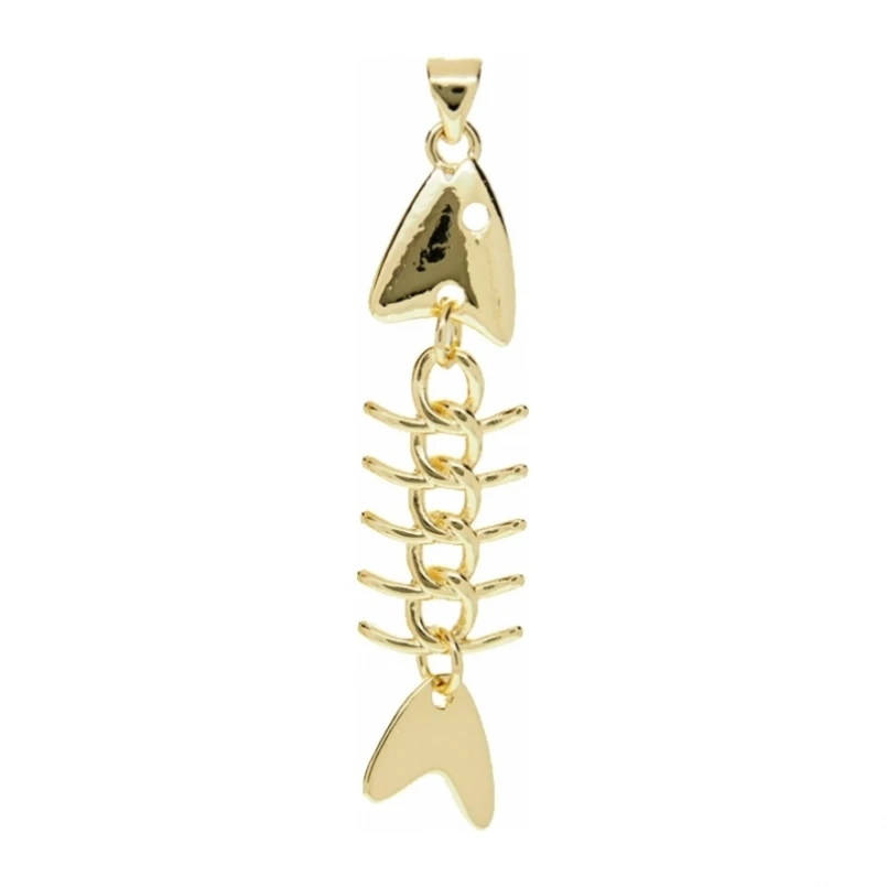 10pcs Swinging Gold Fishbone Pendant Moving Tail Copper Gold Plated Vintage Bohemian Cultural Jewelry for Women Gift