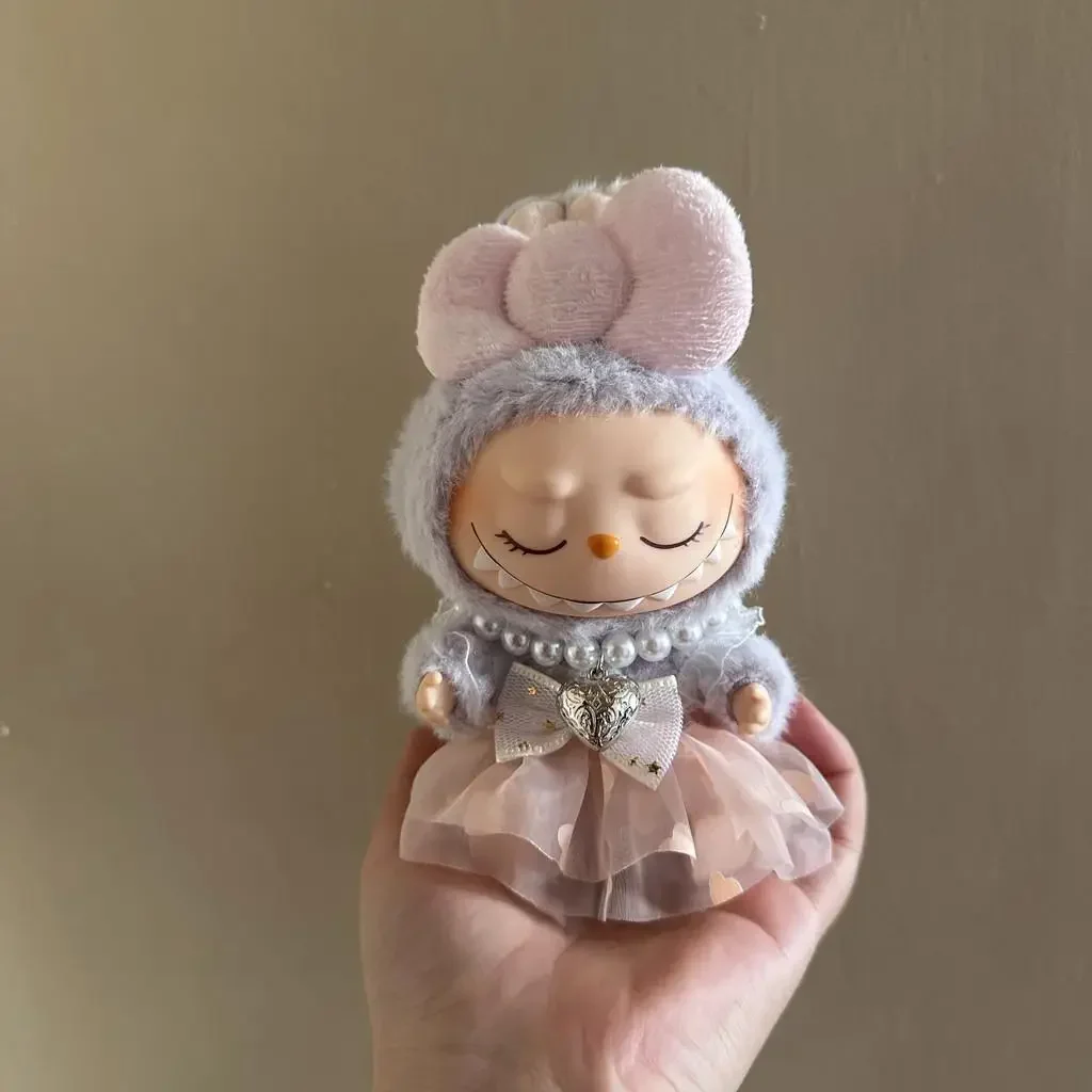 Mini vêtements de poupée en peluche de 17cm, accessoires de tenue pour corée Kpop Exo Labubu idole V2, robe de princesse avec nœud, vêtements cadeau