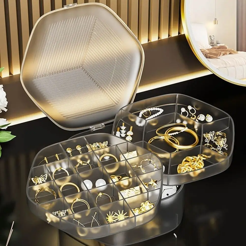Fashion Plastic Jewelry Storage Box Transparent Large-Capacity Jewelry Display Case Portable 3 Layers Storage Organizer Wedding