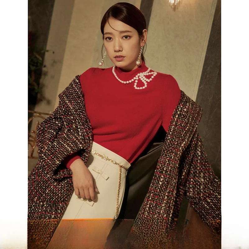 

QPP Commuter Sle Korean Version f-length Skirt with Pleats Zipper Design And Knot mid Waist Midi Skirt