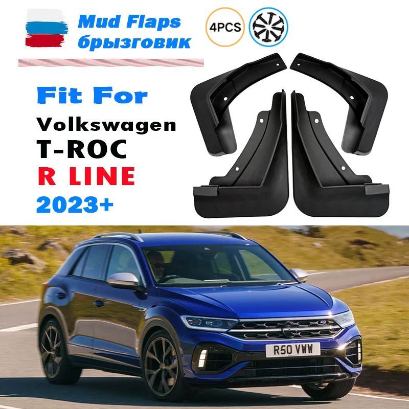 For Volkswagen T-ROC R Line Mudguard Fender Mud Flap Guards Splash Mudflaps Car Accessories Front Rear 4pcs 2023 2024 2025 2026+