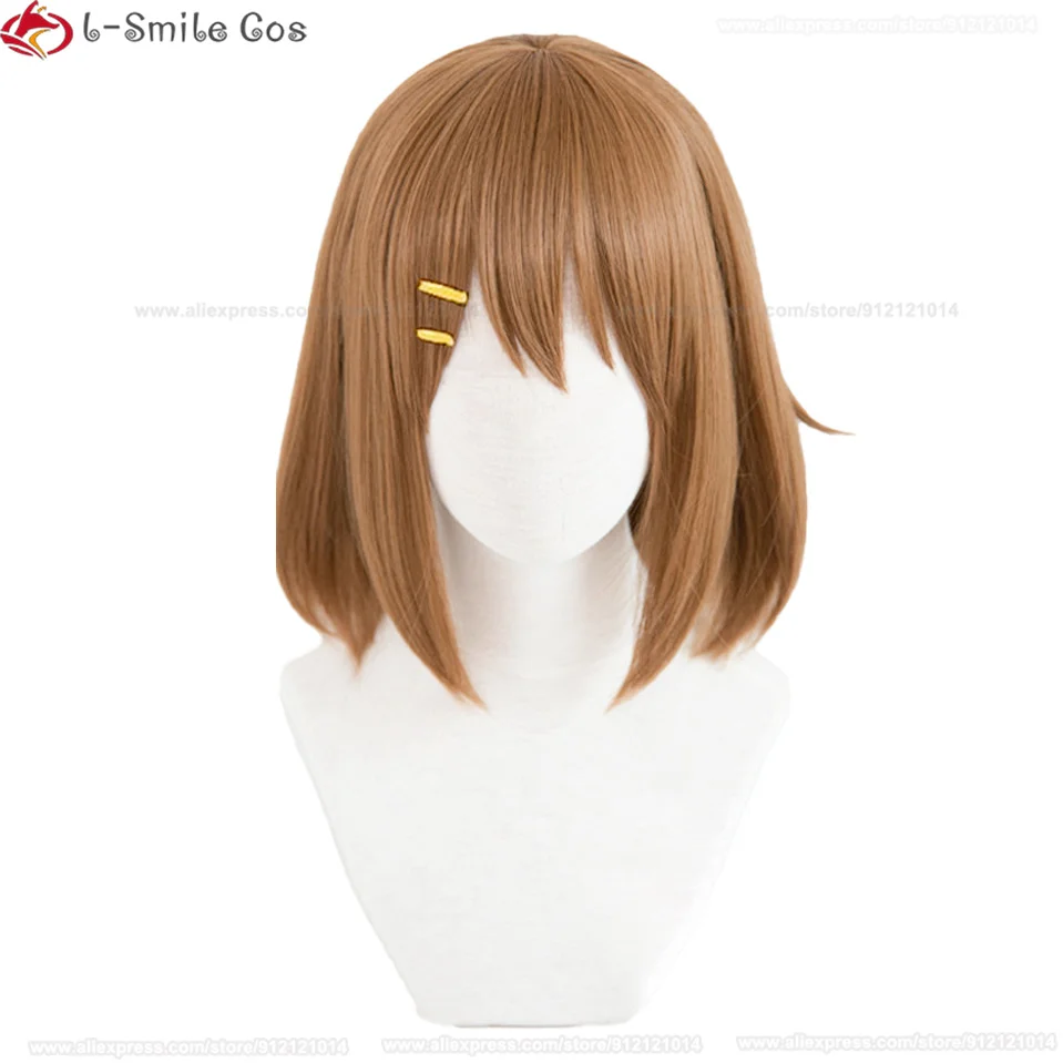 Anime ! ! Perruque de Cosplay Marron Hirasawa Yui, Cheveux Mignons avec Bonnet pour Femme