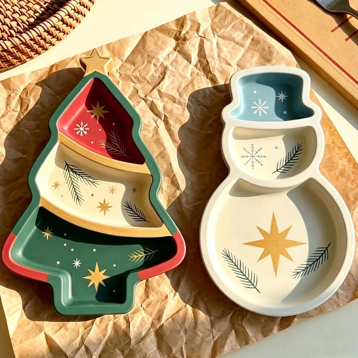 Christmas Tree Snowman Tray Cement Silicone Mold DIY Concrete Plaster Coaster Pottery Mould Home Decor Handmade Crafts Ornement