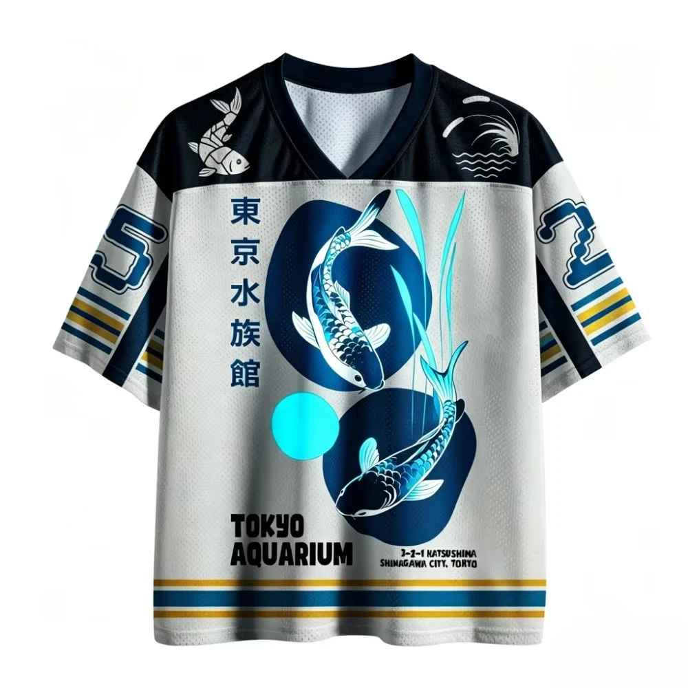 Kaos olahraga bergaya kasual d - Aquarium Fish Japanese ulasan dan harga