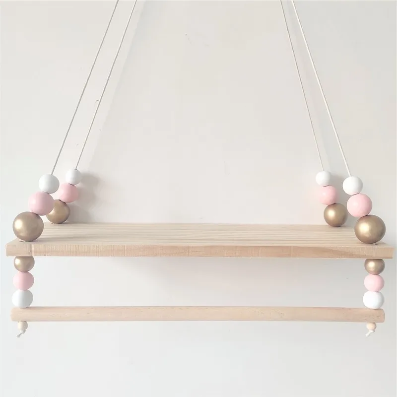 Nordic Style Handmade Kindergarten Decorative Wall Shelf Girl Clothes Storage Rack Children's Room Hanging Beads