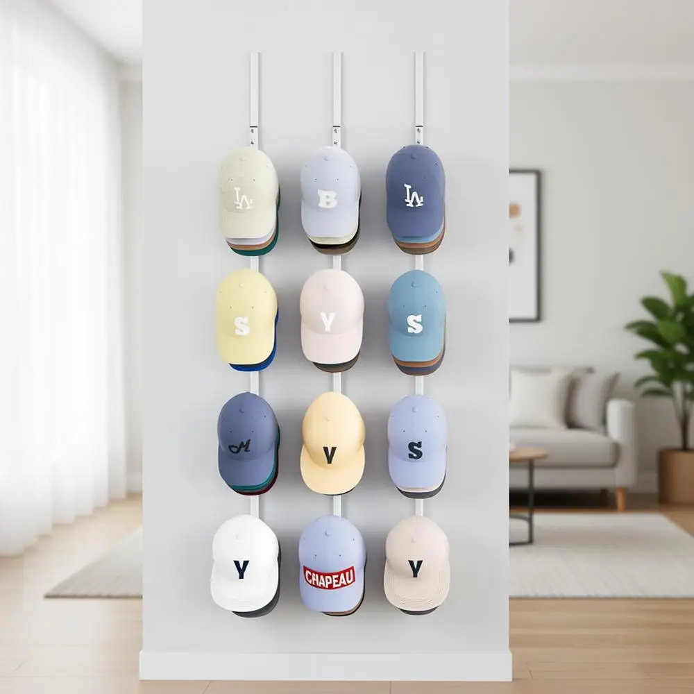 

Трехуровневая дверная вешалка для головных уборов с 12 крючками, вмещает до 60 шляп, идеально подходит для спален и гардеробных.