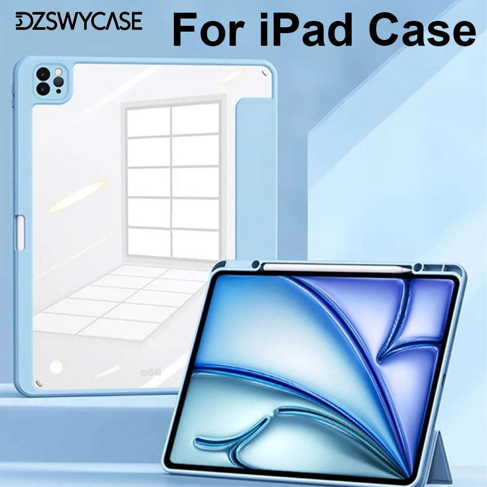 

For iPad A16 case 11th 10th Gen Case For iPad Pro Air 13 11 M4 M3 M2 M5 12.9 " 9 8 7 6 5 4 9.7 10.2 Smart case with Pen Holder