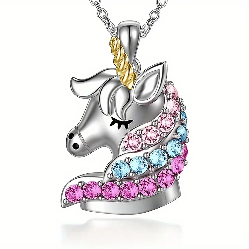 Fashion Unicorn Necklace Color Cartoon Unicorn Jewelry Pendant Necklace Women's Banquet Birthday Gift Anniversary Gift Hot List,