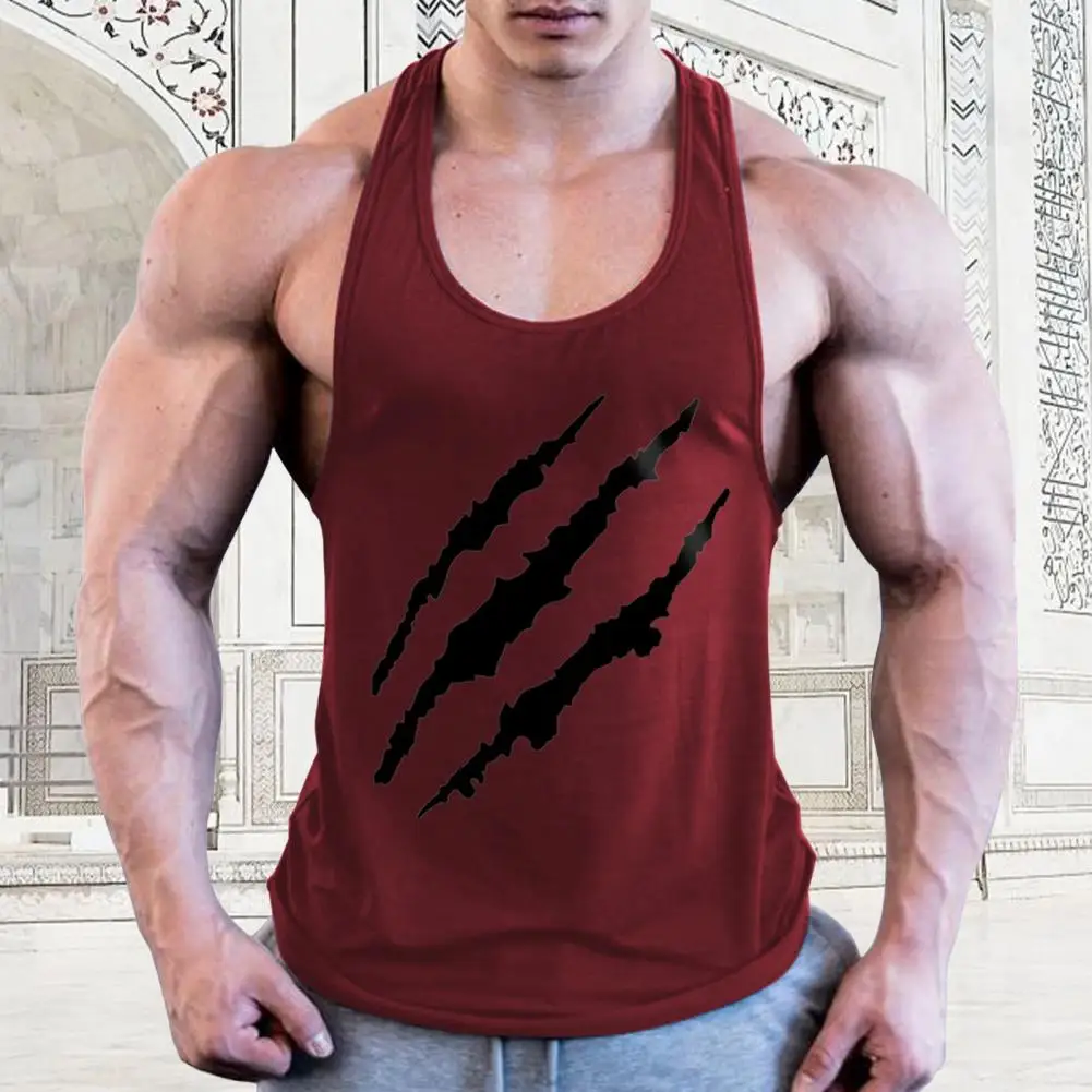 Paw Print Fitness Vest Exercise Muscle Men Tank Top  O-neck Sleeveless Loose Quick-Drying Blood Print  Sports Vest Workout Tank
