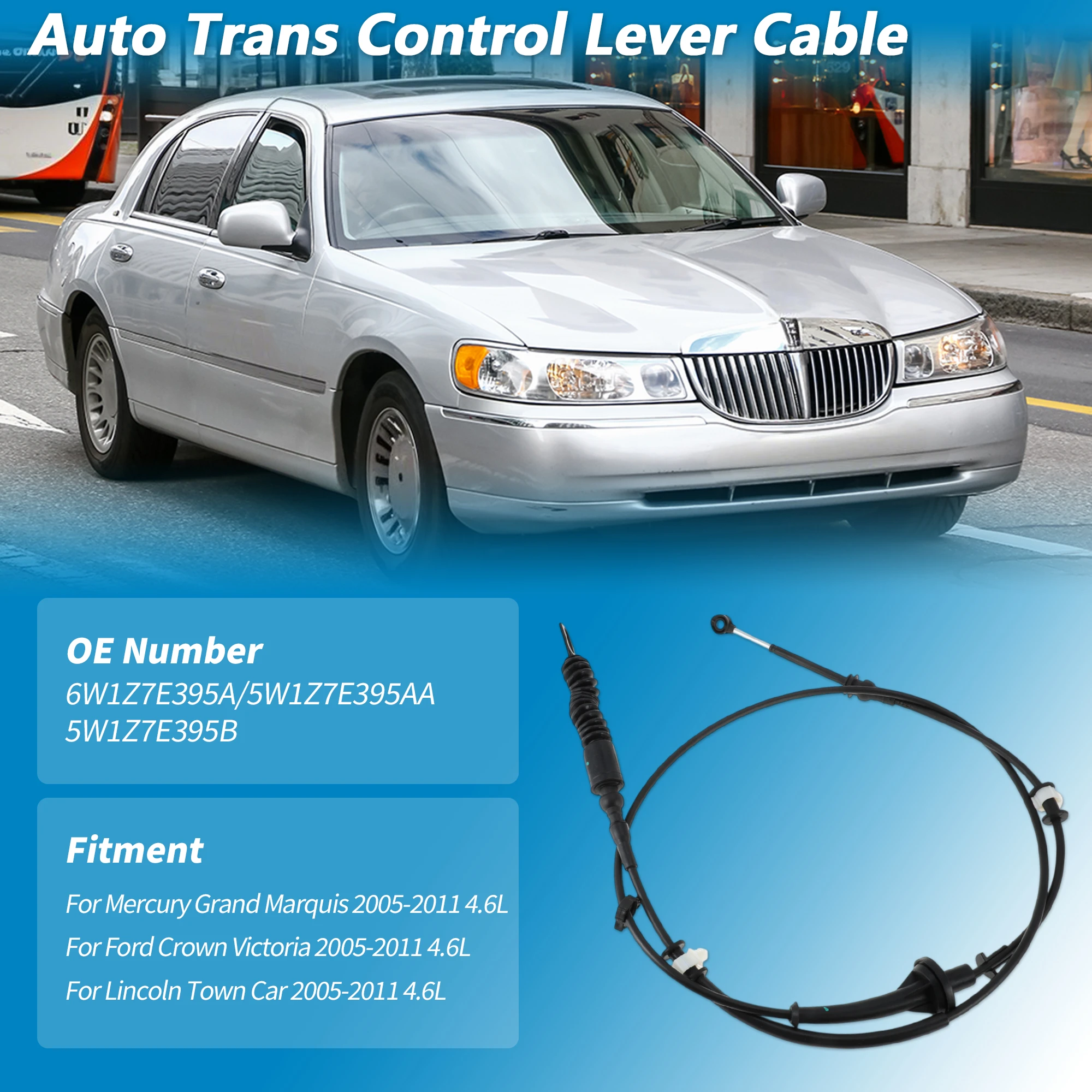 UXCELL No.6W1Z7E395A Auto Trans Gear Shifter Cable for Ford Crown Victoria 2005-2011