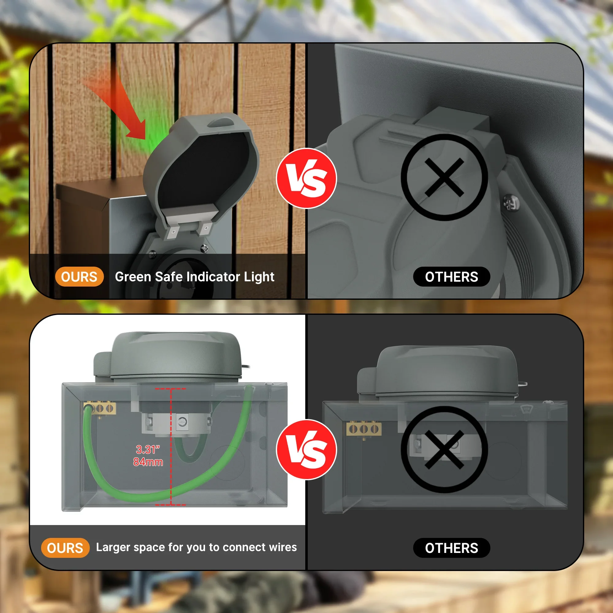 50 Amp Generator Inlet Box Waterproof Power Outlet Box Generator IP67 With Green Safe Indicator Light