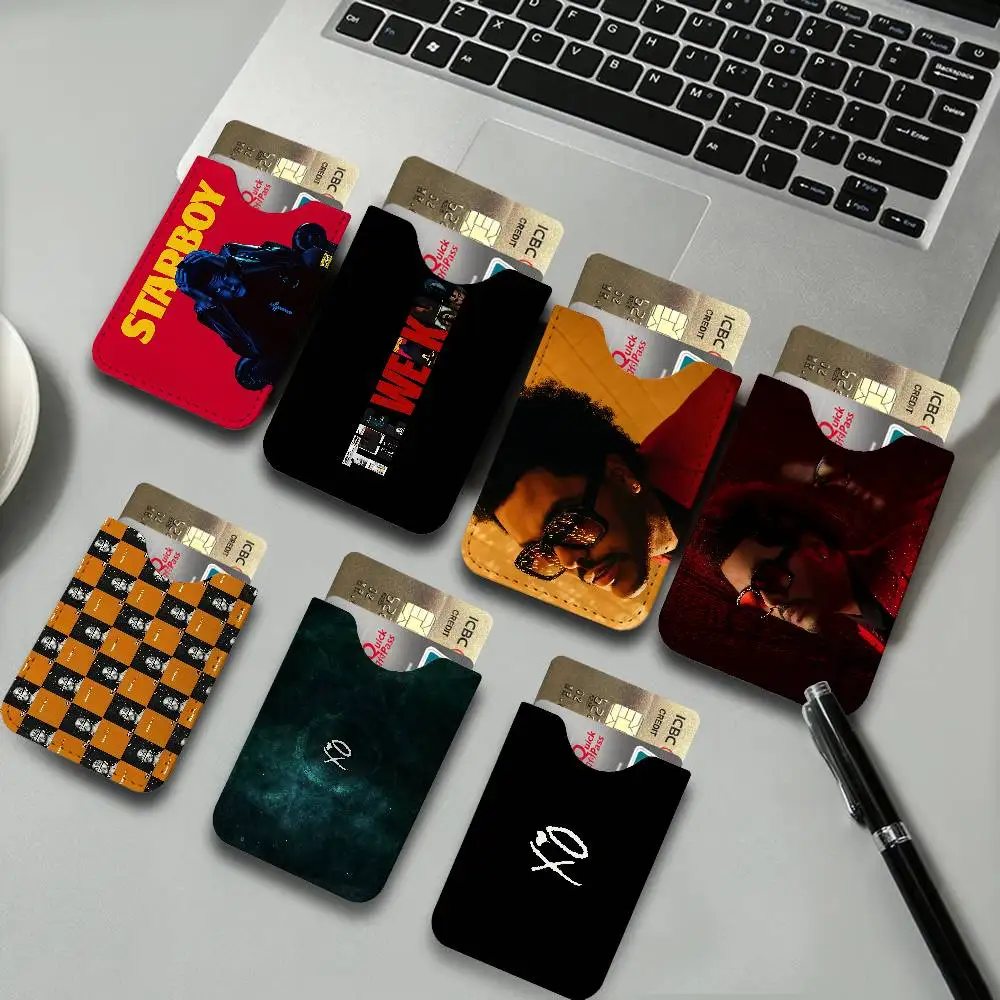 Funny Singer The Weekends Men Women Universal PU Leather Business Card Holder ID Credit Card Organizer Pocket Size Card Case