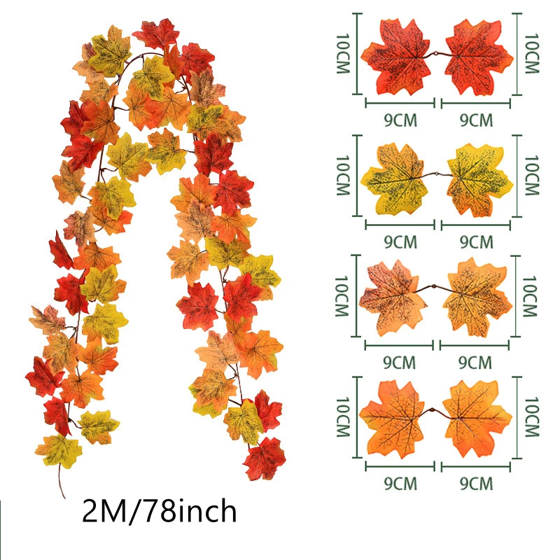 200CM Herbst Künstliche Ahornblatt Kranz Gefälschte Blatt Pflanze Rebe Wohnkultur Garten Halloween Wand Im Freien Türen Fenster Dekoration