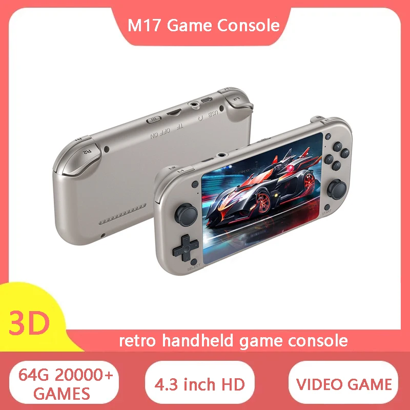 M17 Retro Handheld Video Game Console, Open Source Linux System, Pocket Video Player portátil, 4.3 Polegada Tela IPS