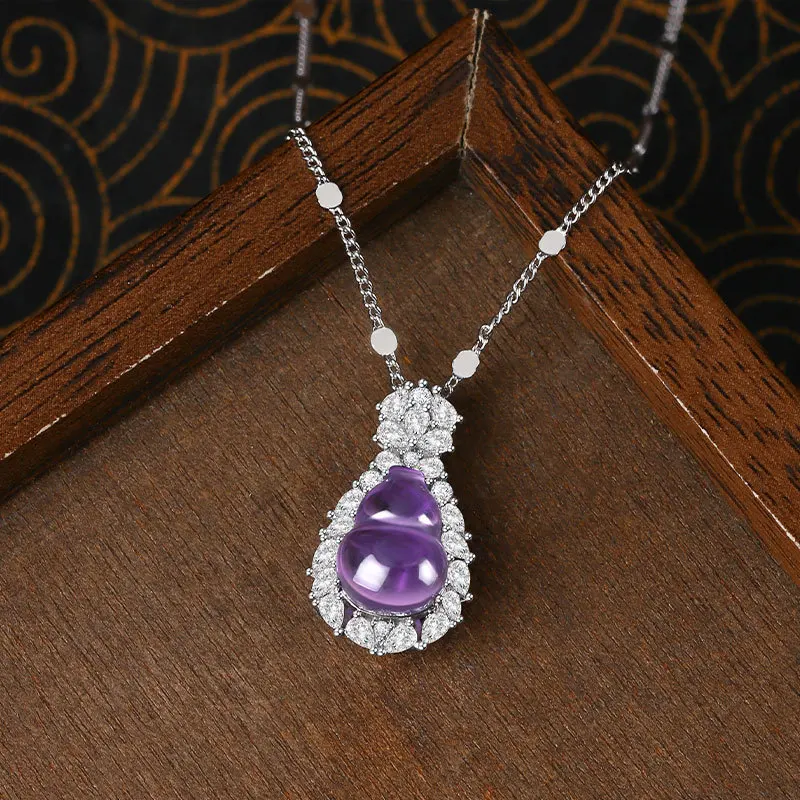 Lucky Bracelet Hand String New Chinese-Style Purple Qi From The East Natural Amethyst Gourd Necklace Niche High-End Light-Luxury